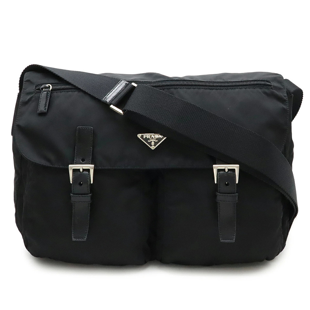 Prada Shoulder Bag Messenger Leather NERO Black